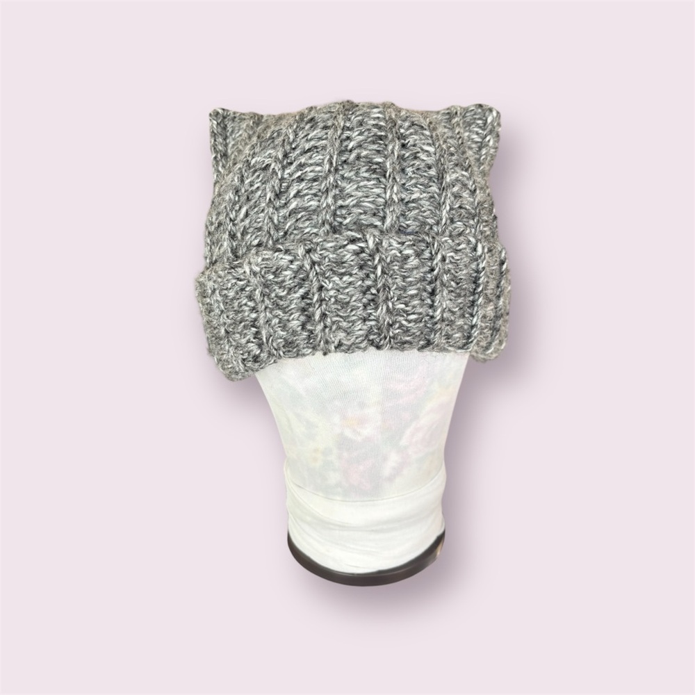 Black and White Crochet Cat Ear Beanie
